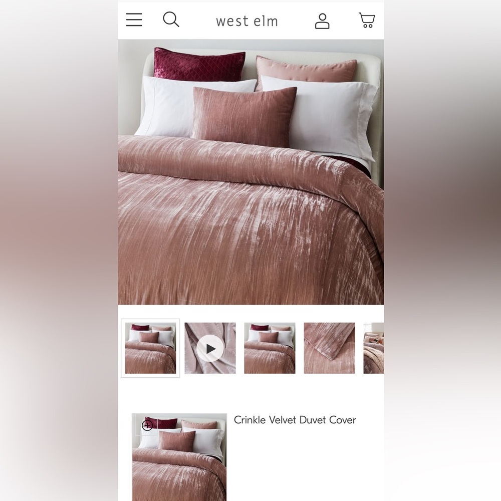 Pink Crushed Velvet Full/Queen Duvet